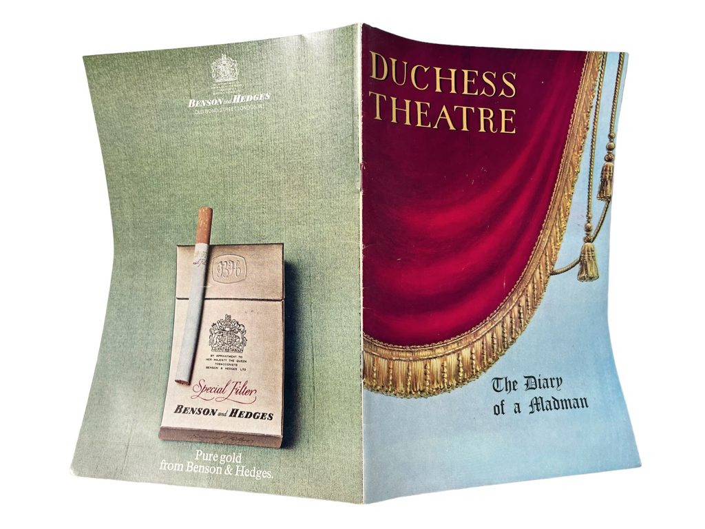 Original Vintage English Duchess Theatre The Diary Of A Madman Program Play Musical Souvenir Collectable Programme c1967