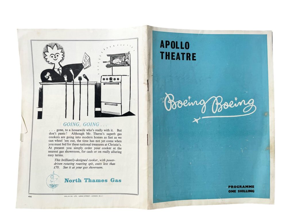 Original Vintage English Apollo Theatre Boeing Boeing Program Play Musical Souvenir Collectable Programme c1962