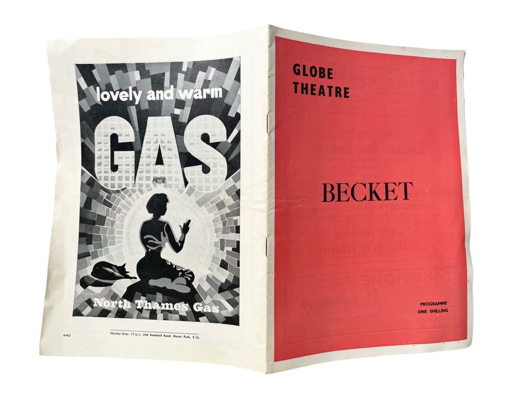 Original Vintage English Globe Theatre Becket Program Play Musical Souvenir Collectable Programme c1961