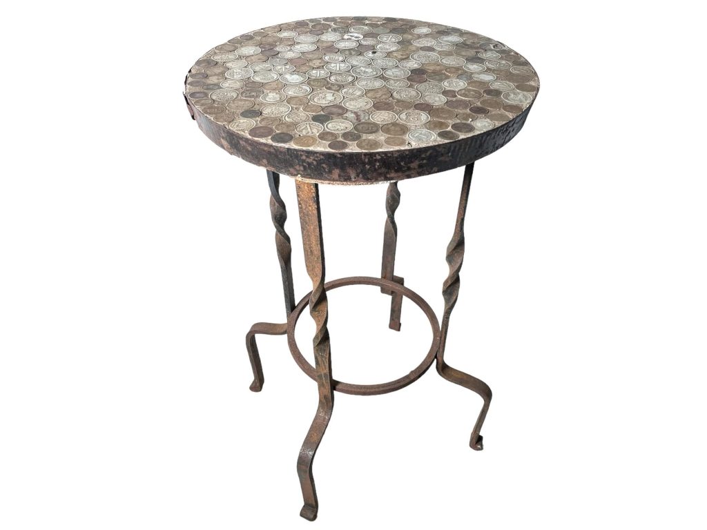Vintage French metal table, plinth or plant stand.