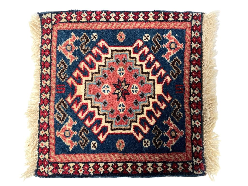 Small Rug Square Tiny Vintage Moroccan Rug Carpet Covering Trivet Decor Display Prop Wool circa 1970-80’s