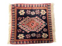 Small Rug Square Tiny Vintage Moroccan Rug Carpet Covering Trivet Decor Display Prop Wool circa 1970-80's