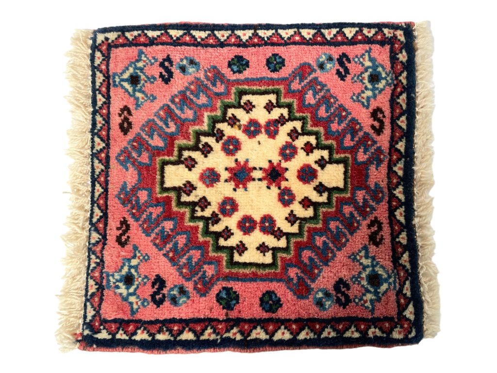 Small Rug Square Tiny Vintage Moroccan Rug Carpet Covering Trivet Decor Display Prop Wool circa 1970-80’s