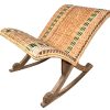 Vintage Canework Footstool French Rocking Wood Wooden Foot Stool Rest Footrest Conservatory Desk Orthopaedic Gout c1970's