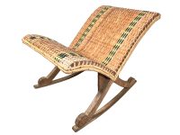 Vintage Canework Footstool French Rocking Wood Wooden Foot Stool Rest Footrest Conservatory Desk Orthopaedic Gout c1970's