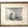 Antique French Depot Sacre Metz Injured Soldier Print Napoleonic War Embellished Wooden Large Wooden Frame circa 1870's
