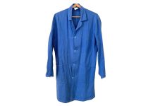 Vintage French Work Jacket Blue Uniform Lab Coat Gardening Clothes Long Top French Size 3 4 M/L 1990's