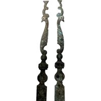 Alternative view of Antique French Extra Large Peacock Brass Finger Closet Door Doorway Push Lock Keyhole Plates Decorative Fitting circa 1900's