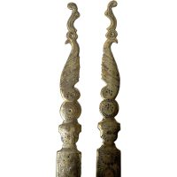 Alternative view of Antique French Large Peacock Brass Finger Closet Door Doorway Push Lock Keyhole Plates Decorative Fitting circa 1900's