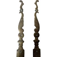 Alternative view of Antique French Large Peacock Brass Finger Closet Door Doorway Push Lock Keyhole Plates Decorative Fitting circa 1900's