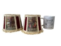 Alternative view of Vintage English Hunting Village Small Lamp Shade Lampshade Desk Table Light Two Available circa 1970's