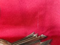 Alternative view of Vintage Chinese Fabric Print Of Baby Jesus On Red Material Art Work Lord Religious Church Chapel Decoration circa 1990-2000