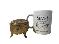 Alternative view of Vintage French Sewing Needle Pot Pill Box Jewellery Box Oval Shape Red Velvet Lined Bowl Dish Trinket Jewellery Lid circa 1960-70's