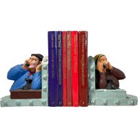 Alternative view of Vintage French Man & Woman On Phone Plaster Painted Book Ends Bookends statue figurine ornament circa 1950-60's