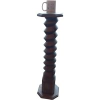 Alternative view of Vintage French Country Cottage Wine Press Screw Style Leg Tall Plinth Table Wooden Wood Stand Flower Pot Display Tabouret c1970's