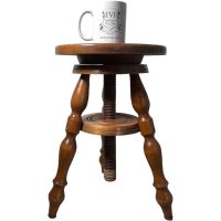 Alternative view of Vintage French Adjustable Wooden Wood Stool Work Small Chair Seat Stool Display Prop Flower Plant Stand Tabouret circa 1970-80's