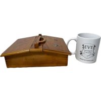 Alternative view of Vintage Italian Small Wooden Natural Wood Sewing Craft Storage Box Compartments c1970's