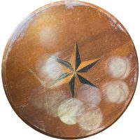 Alternative view of Vintage French Table Edwardian Style Reproduction Compass Point Plant Stand Wooden Rest Plinth Pot Side Small Worn Tabouret c1960-70's