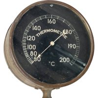 Alternative view of Vintage French Large Machine Engine Train Metal Thermometer Thermometre Instrument Industrial Loft Decorative Steampunk c1940-50's
