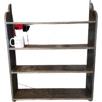 Alternative view of Vintage French Wooden Wood Four Tier Wall Mounted Large Shelf Shelving Unit Country Cottage Arts Crafts circa 1950's