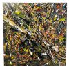 Vintage French "Falling" Acrylic Painting On Canvas Wall Decor Decoration Pour Lavender Black Drip Splatter by John Francis c2000's