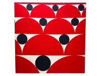 Vintage Ikea Tyglosa Indonesian Fabric Print On Wooden Stretcher Frame Red White Wall Decor Display circa 1999