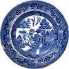 Vintage Chinese Blue Willow White Small Ceramic Saucer Sandwich Plate With Wall Hanger Serving Bowl Dish Table Wall Decor c1950's