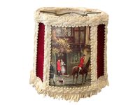 Vintage English Hunting Village Small Lamp Shade Lampshade Desk Table Light Two Available circa 1970's