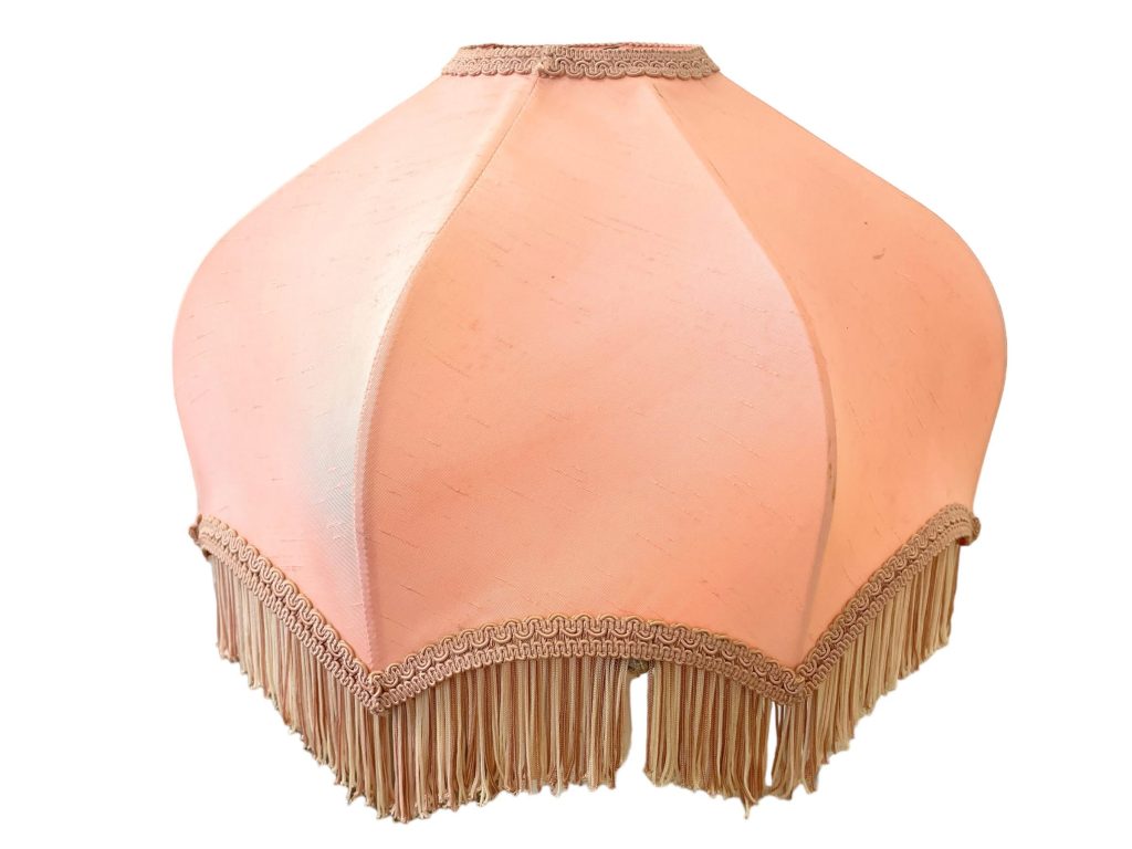 Vintage French Pink Fringe Small Silk Lamp Shade Lampshade Desk Table Light circa 1970-80’s