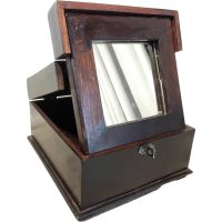 Vintage French Home Made Carry Case Jewellery Box Vanity Box With Mirror Portable Chest Display Jewelry Treasure circa 1980's