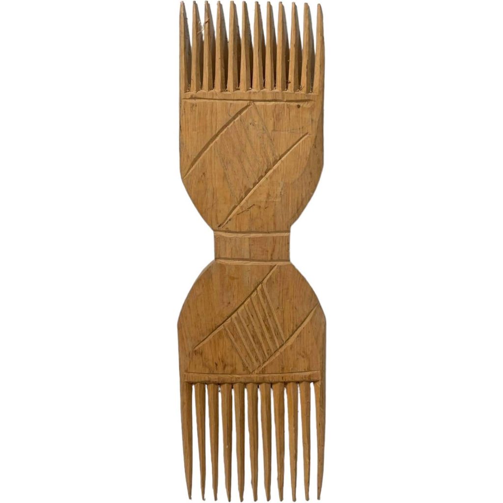 Vintage African Comb Afro Pick Wood Hair Primitive Sculpture Carving Tribal Art Decor Slide Head Accessories c1990-2000’s