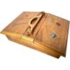 Vintage Italian Small Wooden Natural Wood Sewing Craft Storage Box Compartments c1970's