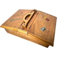 Vintage Italian Small Wooden Natural Wood Sewing Craft Storage Box Compartments c1970's