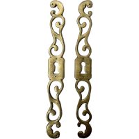 Vintage French Brass Finger Closet Door Doorway Push Lock Keyhole Plates Decorative Fitting circa 1960's