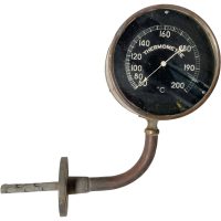 Vintage French Large Machine Engine Train Metal Thermometer Thermometre Instrument Industrial Loft Decorative Steampunk c1940-50's