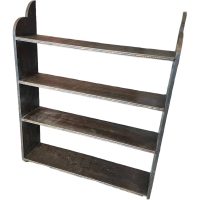 Vintage French Wooden Wood Four Tier Wall Mounted Large Shelf Shelving Unit Country Cottage Arts Crafts circa 1950's