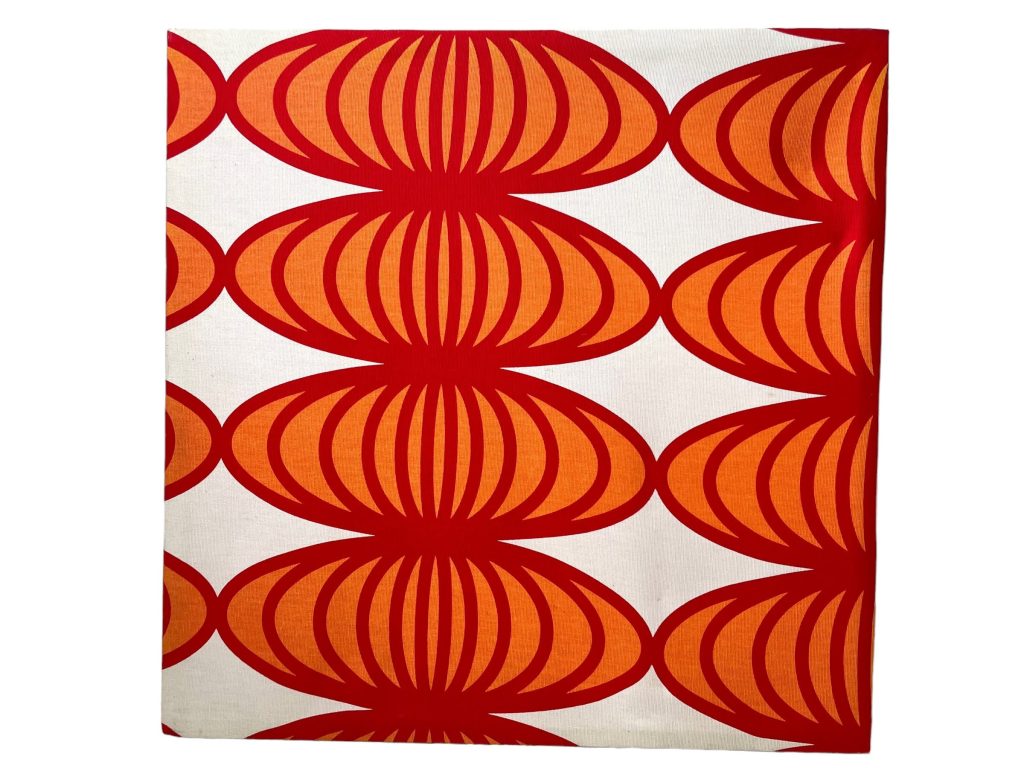 Vintage Ikea Tyglosa Indonesian Fabric Print On Wooden Stretcher Frame Orange Red White Wall Decor Display circa 1999