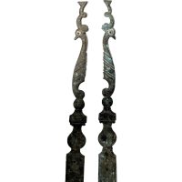 Antique French Extra Large Peacock Brass Finger Closet Door Doorway Push Lock Keyhole Plates Decorative Fitting circa 1900's