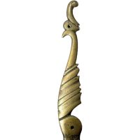 Antique French Peacock Brass Finger Closet Door Doorway Push Lock Keyhole Single Plate Decorative Fitting circa 1900's