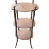 Antique French Wooden Wood Stand Three Shelf Oval Standing Display Varnished Dark Unit Presentation Prop c1920's