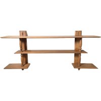 Vintage French Wooden Wood Three Tier Wall Mounted Large Shelf Shelving Unit Country Cottage Arts Crafts circa 1960-70's