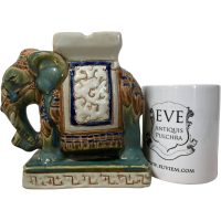 Alternative view of Vintage Small Chinese Elephant Ceramic Pot Stand Plinth Rest Brown Blue Green Small Vase Pot c1970-80's
