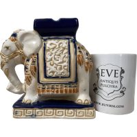 Alternative view of Vintage Small Chinese Elephant Ceramic Pot Stand Plinth Rest Brown Blue White Small Vase Pot c1970-80's