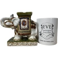 Alternative view of Vintage Small Chinese Elephant Ceramic Pot Stand Plinth Rest Green Blue Small Vase Pot c1970-80's