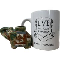 Alternative view of Vintage Tiny Chinese Elephant Ceramic Pot Stand Plinth Rest Brown Green Small Vase Pot Ashtray c1970-80's