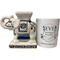 Alternative view of Vintage Small Chinese Elephant Ceramic Pot Stand Plinth Rest Blue Green Small Vase Pot Ashtray c1970-80's