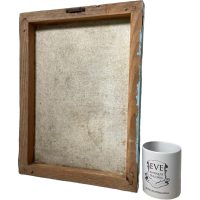 Alternative view of Vintage French Original Art Silver Birch Water Mill River Oil Painting On Canvas On Wooden Frame circa 1970-80's