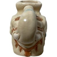 Alternative view of Vintage Tiny Chinese Elephant Ceramic Pot Stand Plinth Rest Brown Beige Small Vase Pot Ashtray c1970-80's