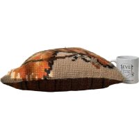 Alternative view of Vintage French Cross Stitch Pillow Pillows Brown Horse Head Couch Bed Chair Sofa circa 1960-70's