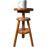 Alternative view of Vintage French Adjustable Wooden Wood Stool Work Small Chair Seat Stool Display Prop Flower Plant Stand Tabouret circa 1980-90's